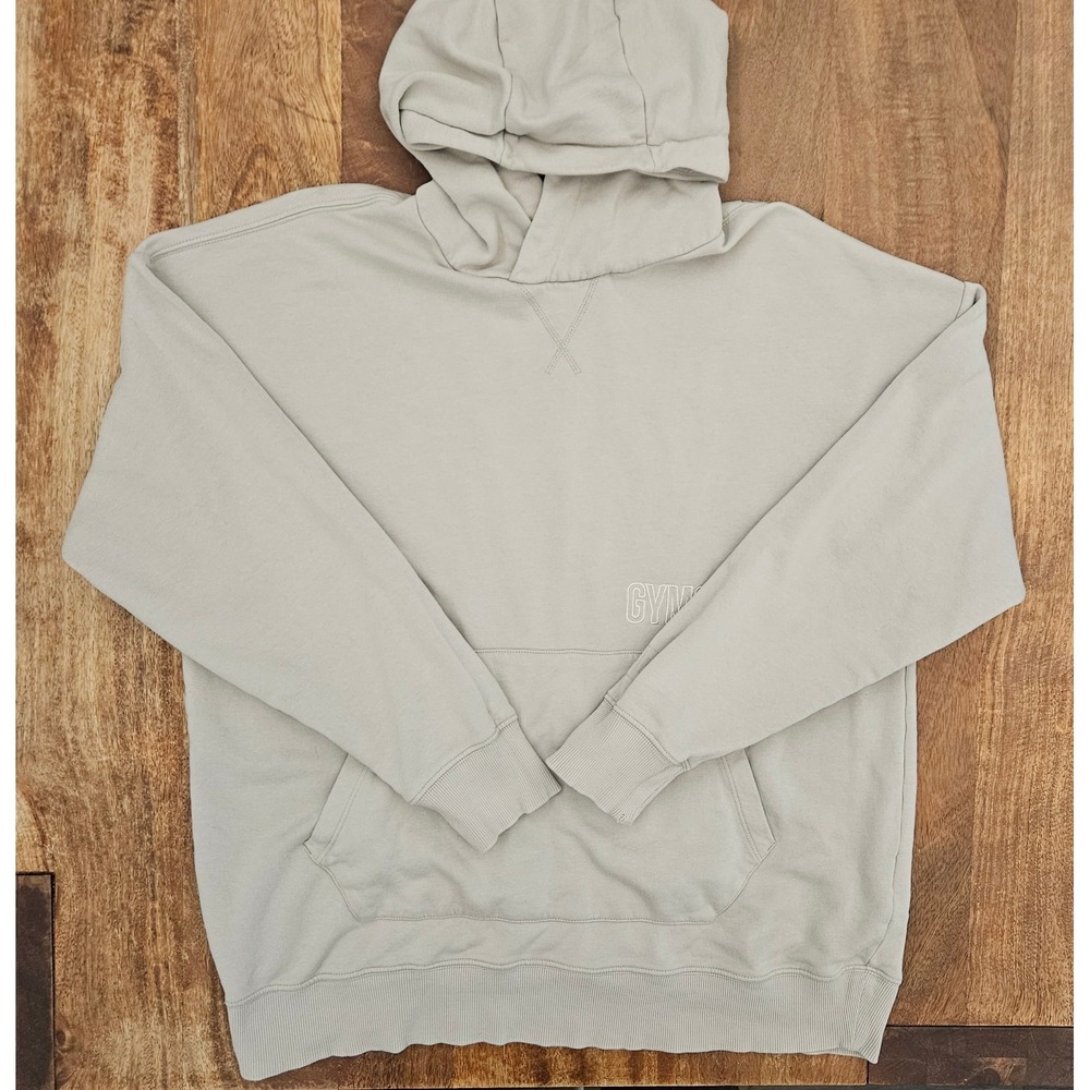 Gymshark Hoodie Sweater Mens M Tan Oversized Fit Logos Active Sports